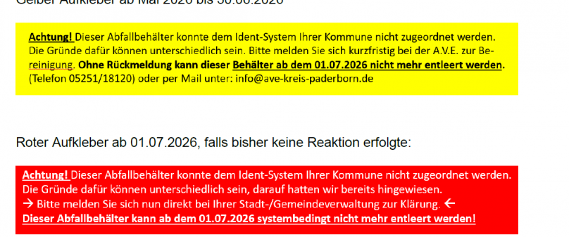 A.V.E.: Testfahrten des Abfallentsorgers zum Abfallbehälter-Ident-System in den Kommunen des Südkreises